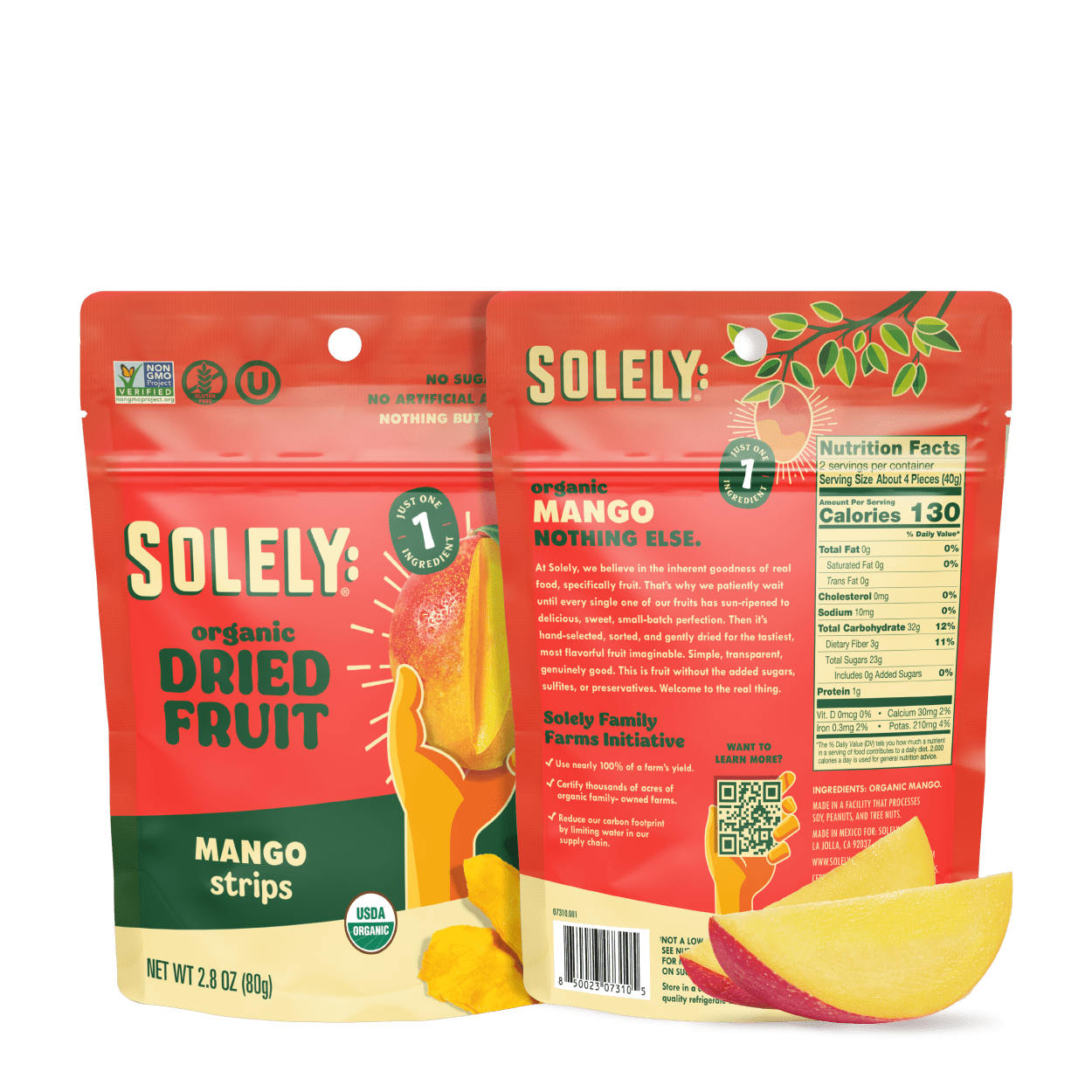 Organic Dried Mango Strips Solely